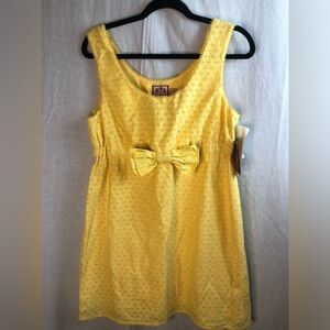 Juicy Couture Black Floral Yellow Dress Size‎ 8 Crochet Lace Bow